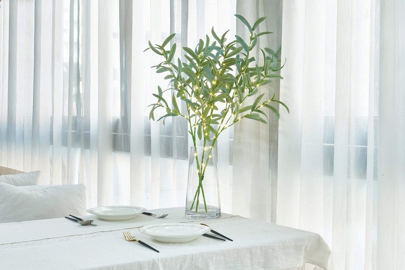 LITBLOOM Lighted Olive Branches 24IN 72 LED with Timer Battery Operated Lit Artificial Greenery for Wedding Party Spring Home Decoration Indoor Outdoor - Image 3